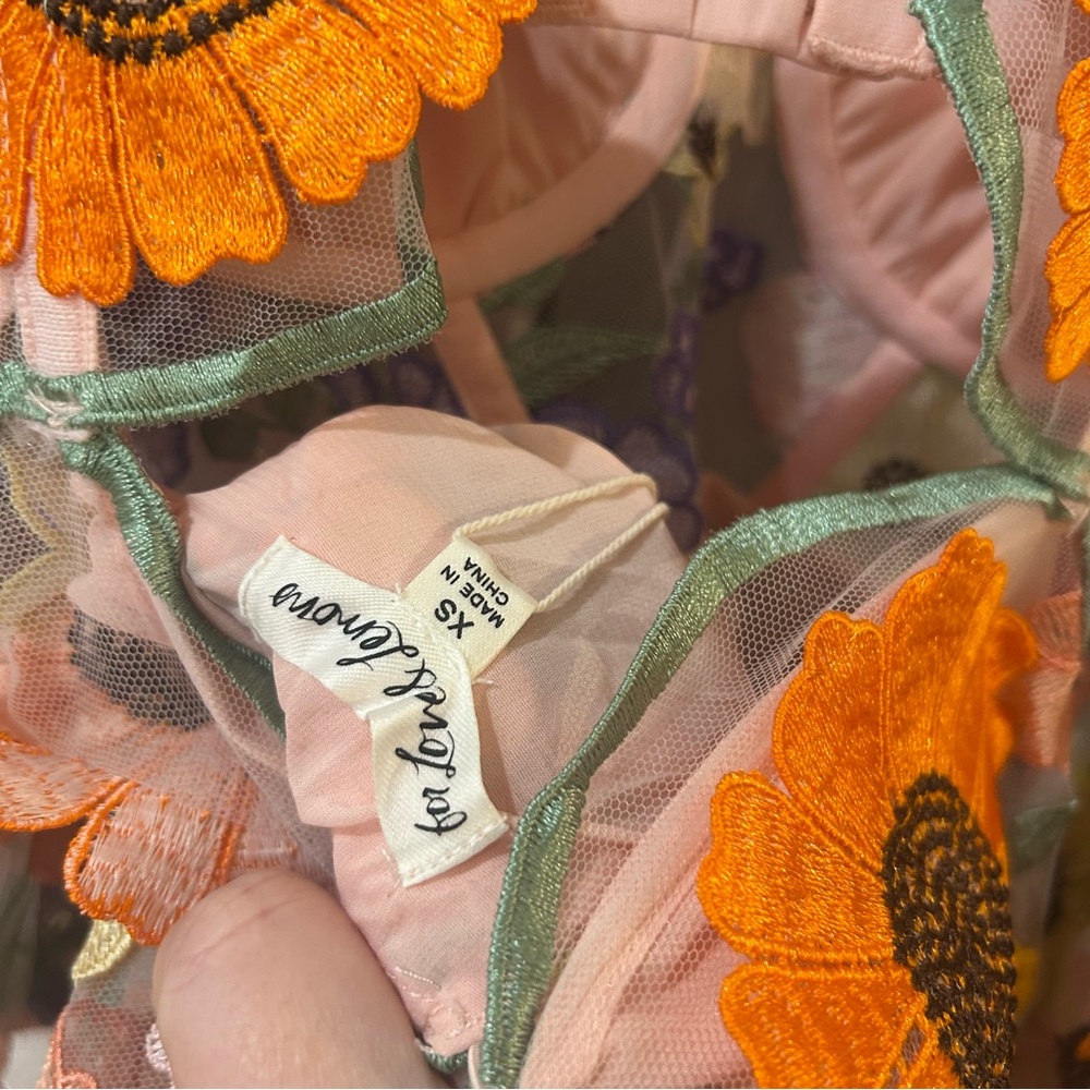 NWT For Love & Lemons Prato Flower Floral Appliqué Mini Dress - Picture 13 of 13